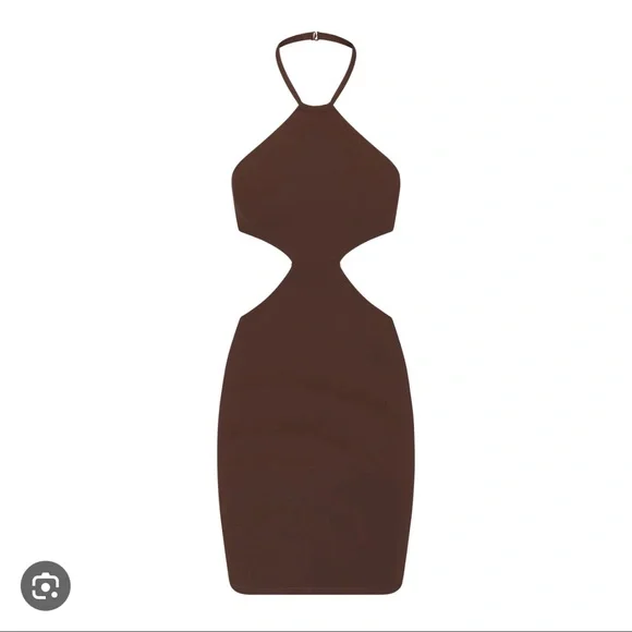 slim fit dress slacks SKIMS PLUNGE HALTER MIDI DRESS  Luxe by Kan
